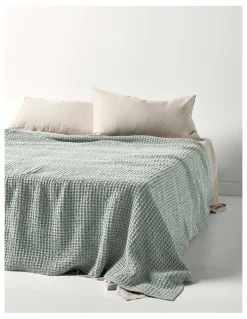 Aura Home Waffle Bed Cover in Mist