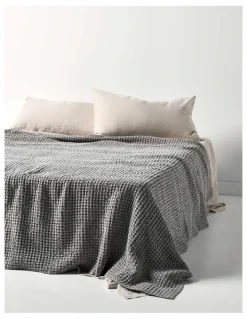 Aura Home Waffle Bed Cover in Smoke
