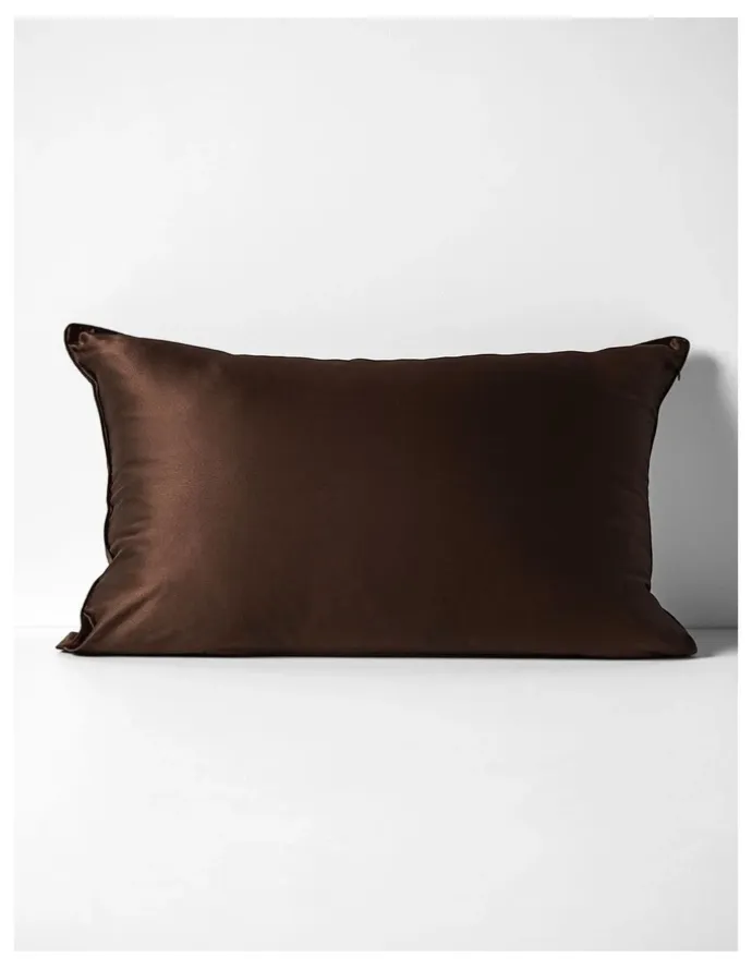 Aura Home Zara Silk Linen Standard Pillowcase in Chocolate