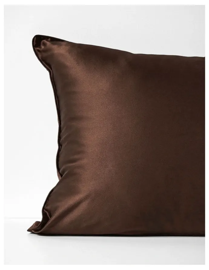 Aura Home Zara Silk Linen Standard Pillowcase in Chocolate