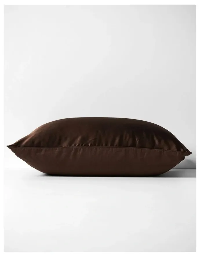 Aura Home Zara Silk Linen Standard Pillowcase in Chocolate