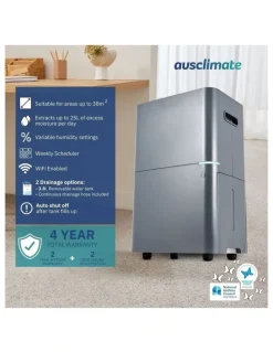 Ausclimate 25L Medium Dehumidifier ACD225 in Charcoal Black