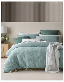 Australian House & Garden Beechworth Stonewashed Cotton Waffle Quilt Cover Set in Sky Blue