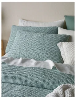 Australian House & Garden Beechworth Stonewashed Cotton Waffle Quilt Cover Set in Sky Blue
