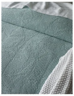 Australian House & Garden Beechworth Stonewashed Cotton Waffle Quilt Cover Set in Sky Blue