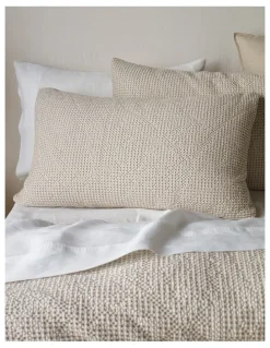 Australian House & Garden Beechworth Stonewashed Cotton Waffle Quilt Cover Set in Moonbeam