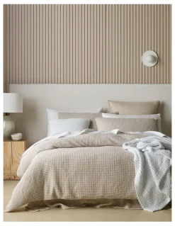 Australian House & Garden Beechworth Stonewashed Cotton Waffle Quilt Cover Set in Moonbeam