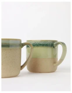 Australian House & Garden Esperance Celadon Wiped Edge Mug Set of 2 in Green