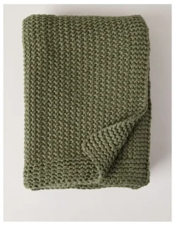 Australian House & Garden Norwood Knitted Throw in Olive
