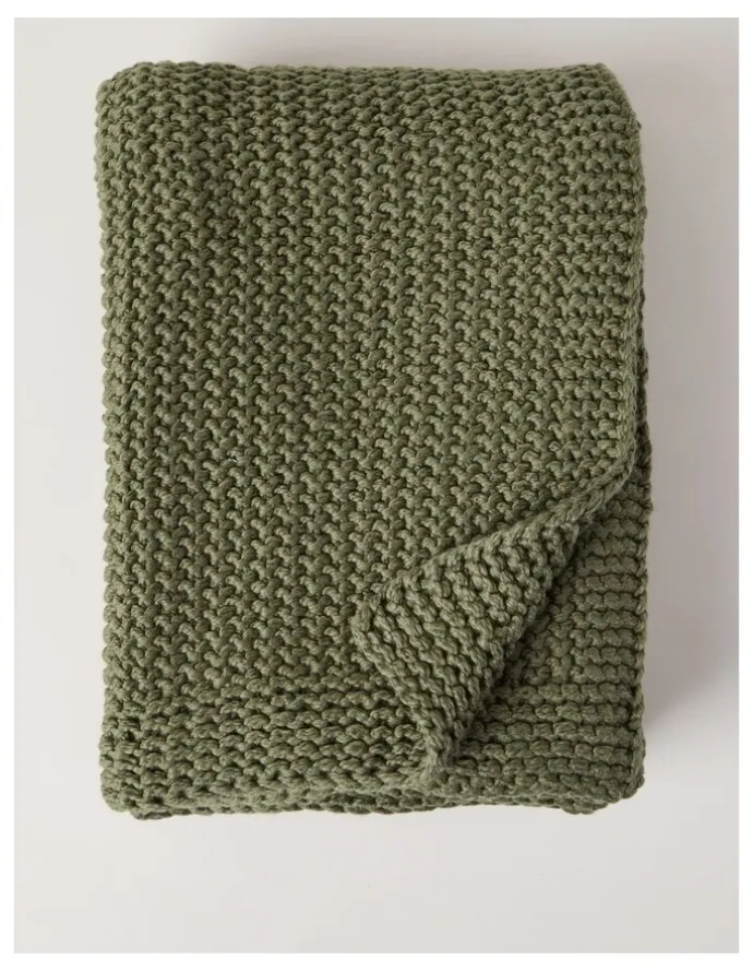 Australian House & Garden Norwood Knitted Throw in Olive