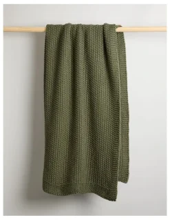Australian House & Garden Norwood Knitted Throw in Olive