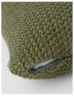 Australian House & Garden Norwood Knitted Cushion in Olive