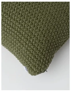 Australian House & Garden Norwood Knitted Cushion in Olive