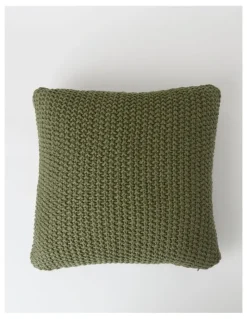 Australian House & Garden Norwood Knitted Cushion in Olive
