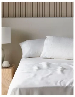 Australian House & Garden Sandy Cape Washed Belgian Linen Sheet Set in White