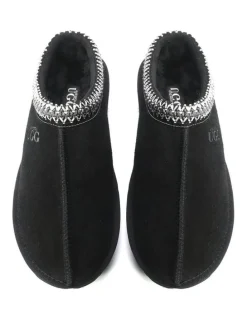 Aus Wooli Ugg Sheepskin Ankle Braid Croydon Slippers in Black