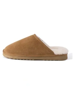 Aus Wooli Ugg Sheepskin Wool Manly Slippers in Brown