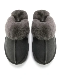 Aus Wooli Ugg Sheepskin Wool Sydney Slippers in Grey