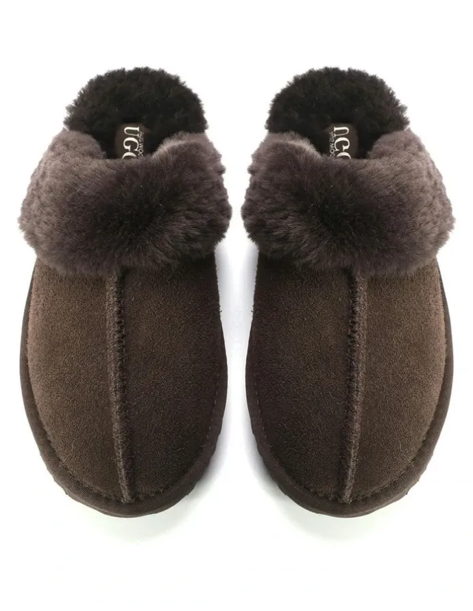 Aus Wooli Ugg Sheepskin Wool Sydney Slippers in Brown