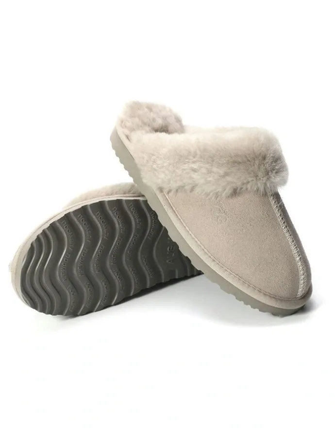 Aus Wooli Ugg Sheepskin Wool Sydney Slippers in Grey