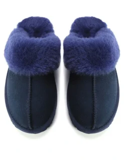 Aus Wooli Ugg Sheepskin Wool Sydney Slippers in Blue