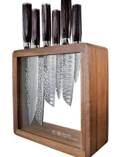 Baccarat Baccarat Damashiro EMPEROR Mozukai 7 Piece Knife Block in Brown