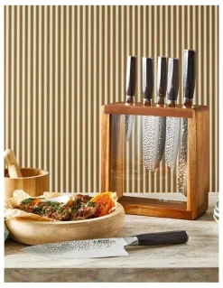 Baccarat Baccarat Damashiro Mizu 7 Piece Knife Block in Oak