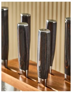 Baccarat Baccarat Damashiro EMPEROR Mozukai 7 Piece Knife Block in Brown