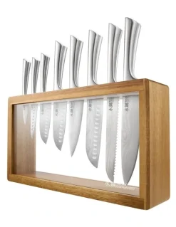 Baccarat Baccarat Damashiro Katana Knife Block 9 Piece in Brown