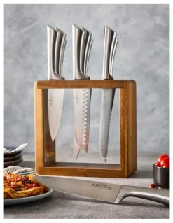 Baccarat Baccarat Damashiro Hiryu Knife Block 10 Piece in Brown