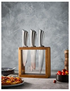 Baccarat Baccarat Damashiro Hiryu Knife Block 10 Piece in Brown