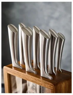 Baccarat Baccarat Damashiro Hiryu Knife Block 10 Piece in Brown