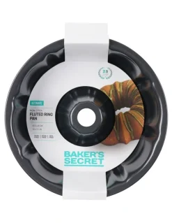 Baker's Secret Ultimate Non-Stick Fluted Ring Cake Pan 25.5cm in Black