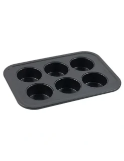 Baker's Secret Ultimate Non-Stick 6 Cup Large Muffin Pan 37x25cm in Black