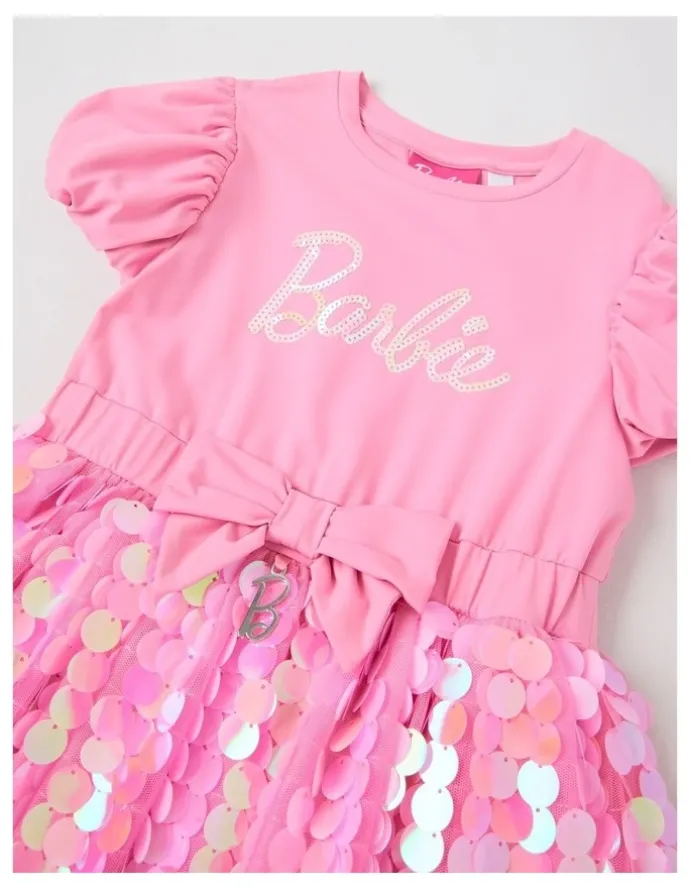 Barbie Barbie Bow Sequin Dress in Pink