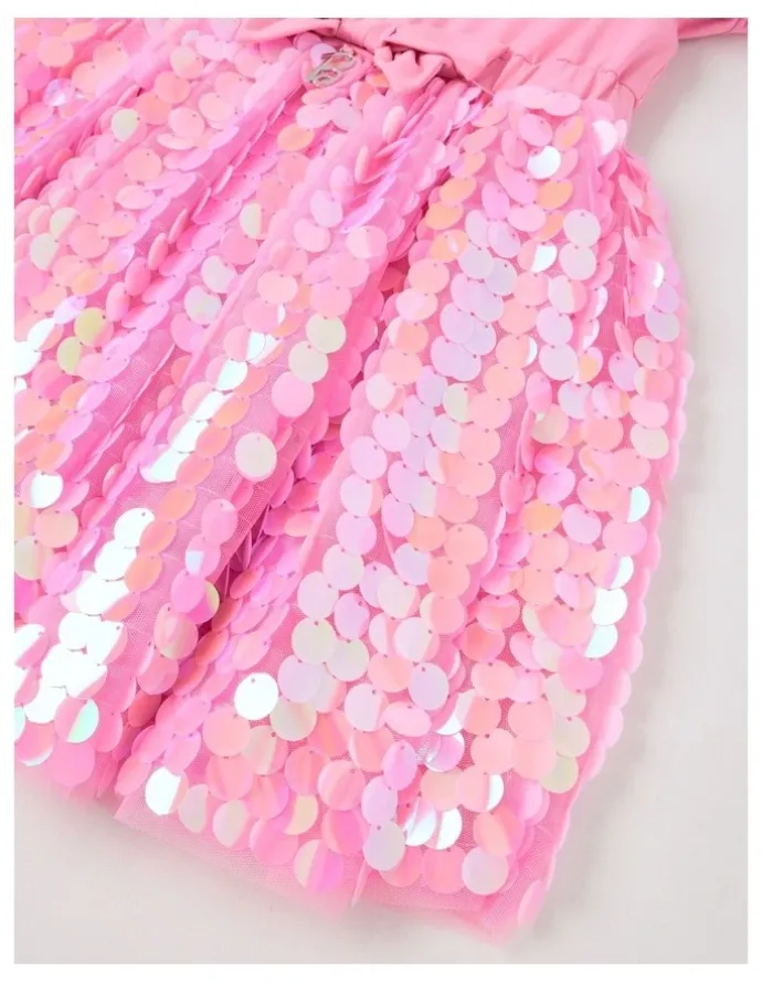 Barbie Barbie Bow Sequin Dress in Pink