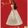 Barbie 2025 Holiday Barbie Dark Brown Hair with Silver & Gold Gown Doll