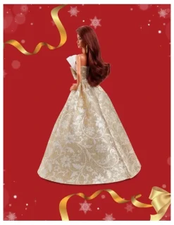 Barbie 2025 Holiday Barbie Dark Brown Hair with Silver & Gold Gown Doll