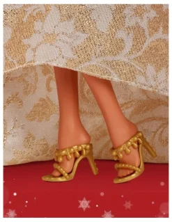 Barbie 2025 Holiday Barbie Dark Brown Hair with Silver & Gold Gown Doll
