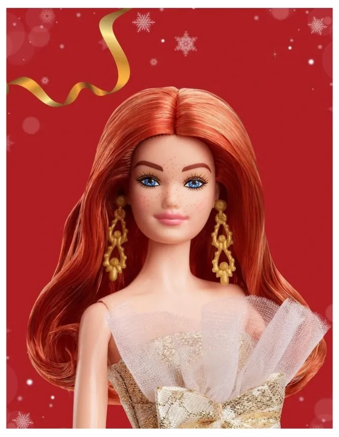 Barbie 2025 Holiday Barbie Red Hair with Silver & Gold Gown Doll