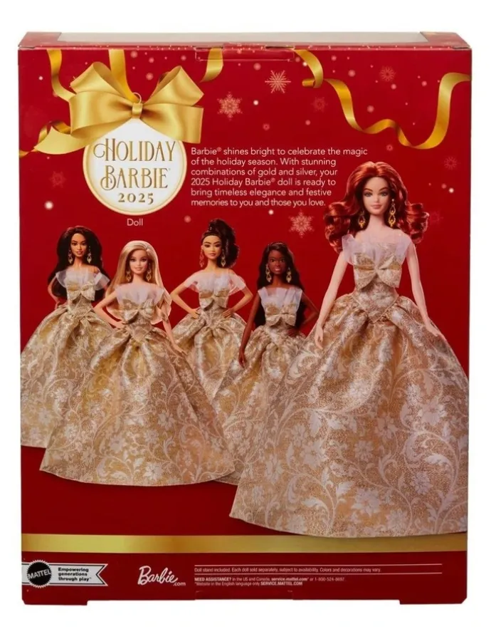 Barbie 2025 Holiday Barbie Red Hair with Silver & Gold Gown Doll
