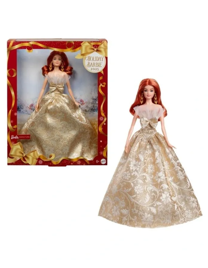 Barbie 2025 Holiday Barbie Red Hair with Silver & Gold Gown Doll