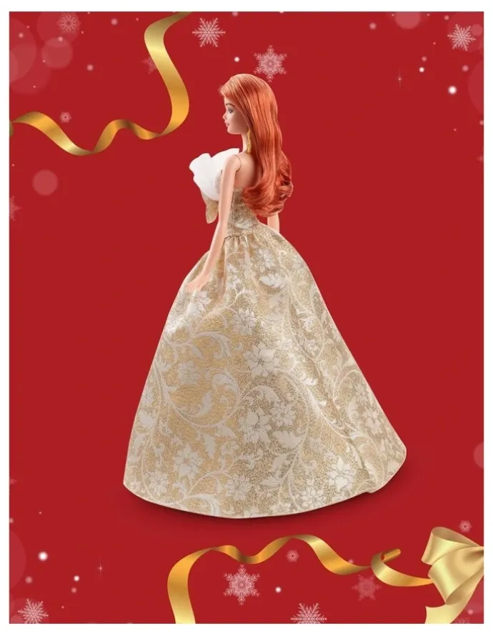 Barbie 2025 Holiday Barbie Red Hair with Silver & Gold Gown Doll