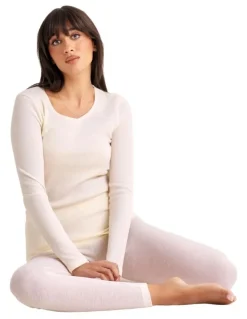 Baselayers Pure Merino Wool Legging in Ivory