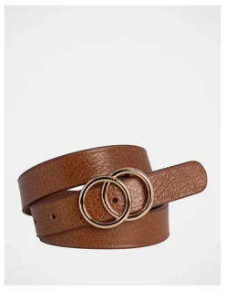 Basque Brittany Double Ring Leather Belt in Tan