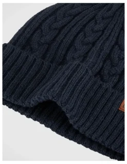 Basque Cable Knit Beanie Winter Accessory Navy