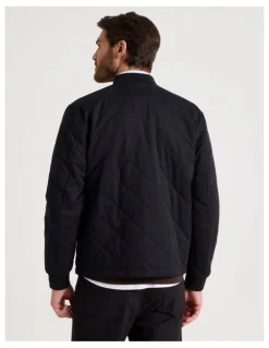 Basque Diamond Quilt Puffer Jacket in Black