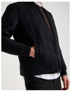 Basque Diamond Quilt Puffer Jacket in Black