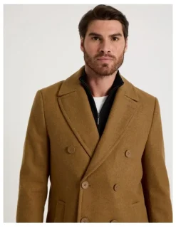Basque Double Breasted Longline Coat in Caramel