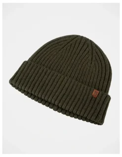 Basque Double Rib Knit Wool Beanie Winter Accessory Olive